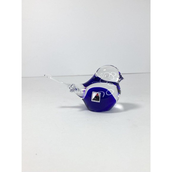 Czech Republic Handblown Art Glass Cobalt Blue Cat & Bird Figurines, 31/2” - Picture 2 of 11